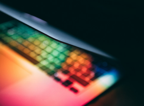 Laptop with rainbow colors in keyboard