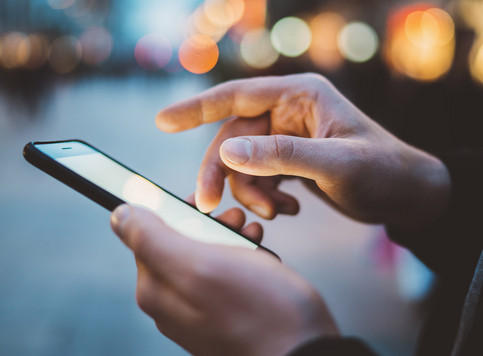 Man holding smartphone