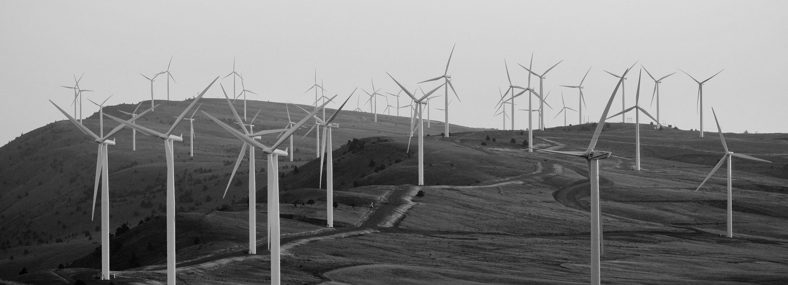 Wind turbines at sunset